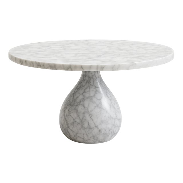 Round White Carrara Marble Coffee Table by Andrea Grasso For Sale