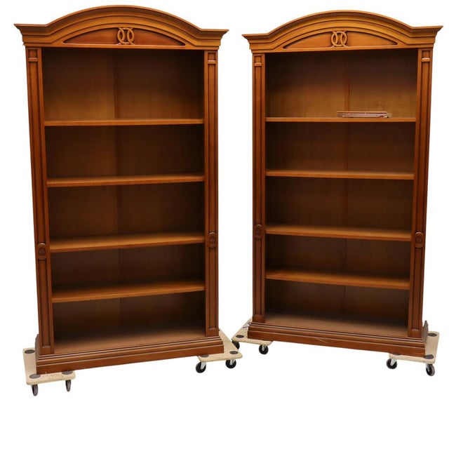 European Neoclassical Revival Bookcases in Cherrywood, Late 20th Century, Set of 2 For Sale - Image 4 of 4