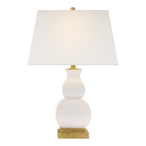 Chapman & Myers by Visual Comfort Signature Fang Gourd Table Lamp in Ivory Crackle with Linen Shade