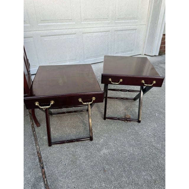 Wood 1970s Allen Classics Side Table Cabinet With 4 Removable Cocktail Trays - Set of 5 For Sale - Image 7 of 12