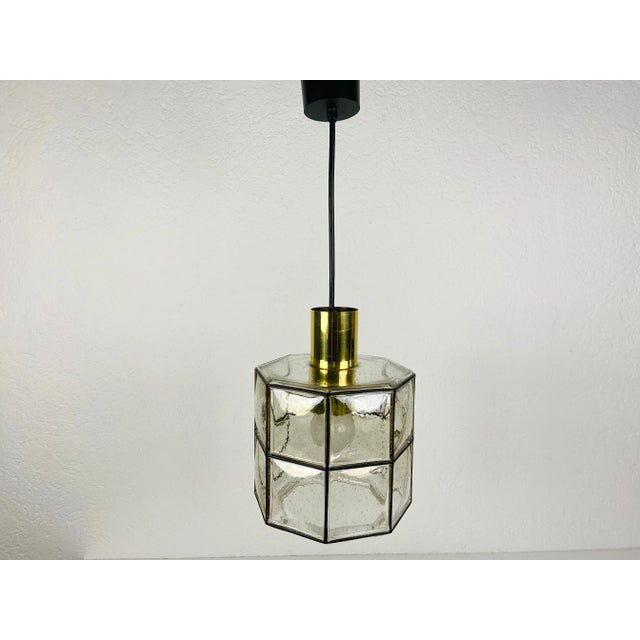 1960s Mid-Century Iron and Bubble Glass Pendant Lamp by Glashütte Limburg For Sale - Image 9 of 12