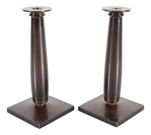 Danish Art Deco High Candleholders in Bronze by Just Andersen, 1930s, Set of 2