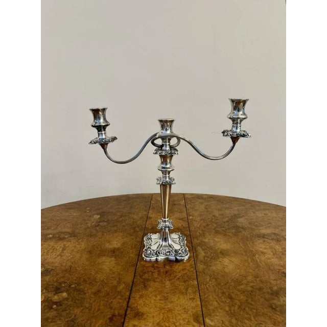 Antique Victorian Ornate Silver Plated Candleholders, 1880, Set of 3 For Sale - Image 6 of 8