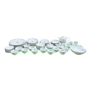 Mikasa First Love Collection of Plates and Tea Set With Pink Rose Accents For Sale