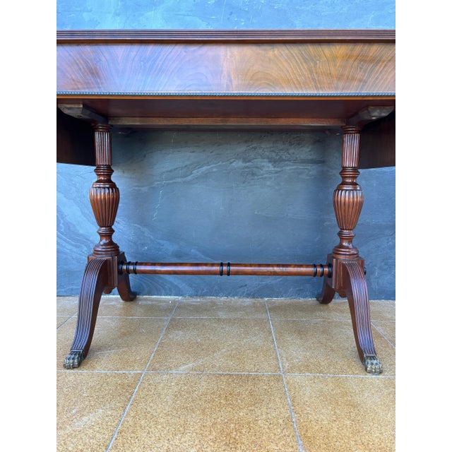 Spanish Regency Revival Drop-Leaf Writing Table with Leather Top, 1940s For Sale - Image 6 of 15