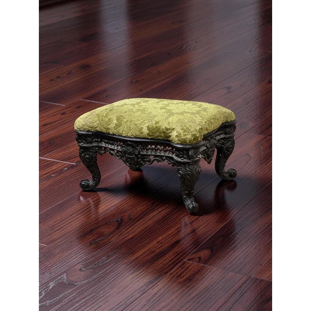 Dark Green Antique Victorian Cast Iron Foot Stool C. 1900 For Sale - Image 8 of 8