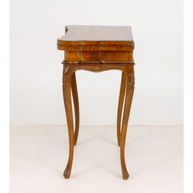 Early 20th Century Louis XV Style Walnut Lift Top Game Table For Sale - Image 5 of 9