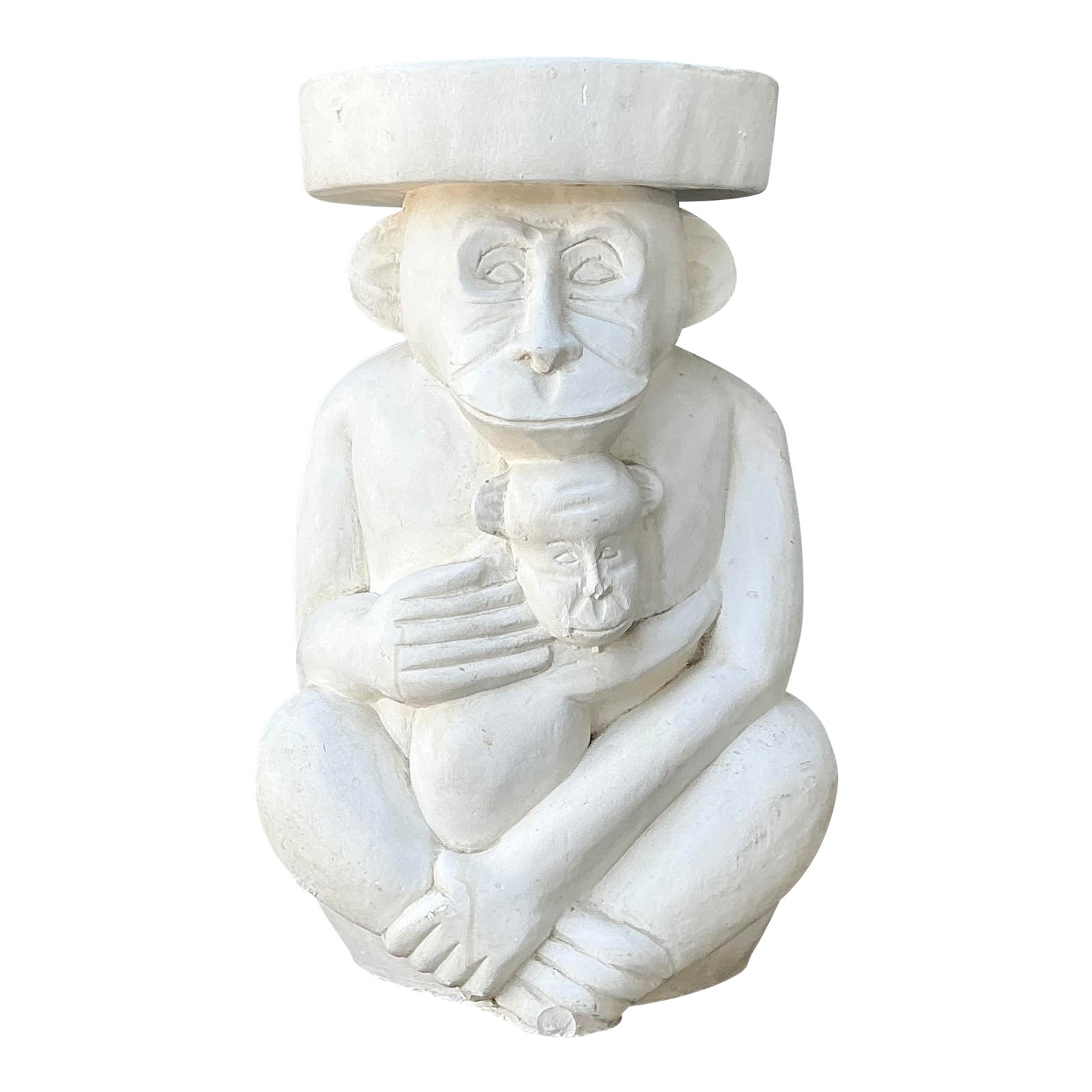 Vintage Plaster Monkey Low Stool | Chairish