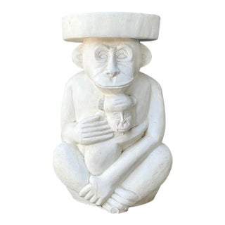 Vintage Plaster Monkey Low Stool For Sale
