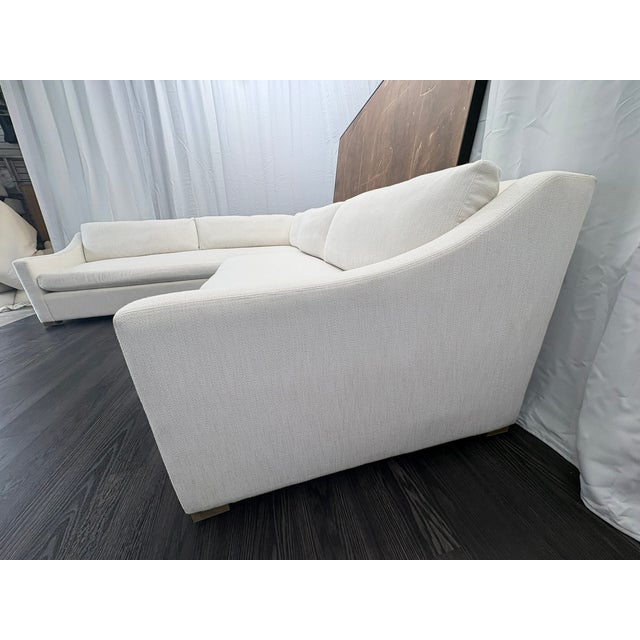 Rh Belgian Classic Slope Arm Bench-Cushion L-Sectional | Down | Perennials® Performance Textured Two-Tone Linen – Natural For Sale - Image 13 of 18