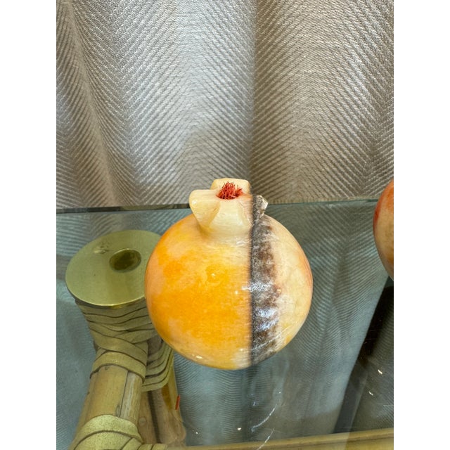 Hollywood Regency Hand Carved Alabaster Fruits, Pair For Sale - Image 3 of 4