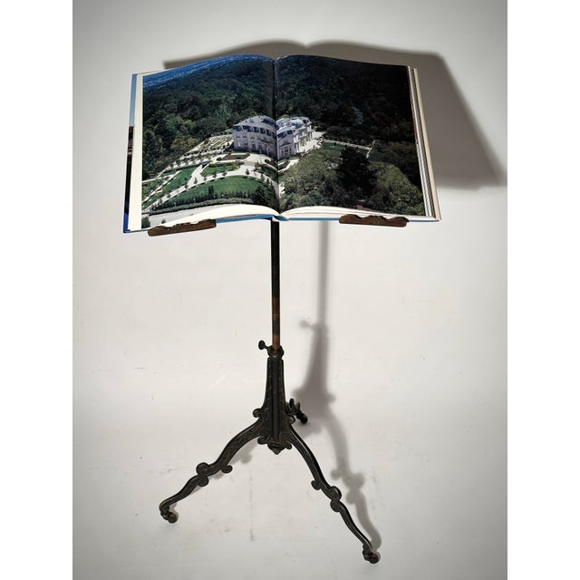 Late 19th Century Antique Reticulated Bronze and Iron Library Book Stand For Sale - Image 5 of 8