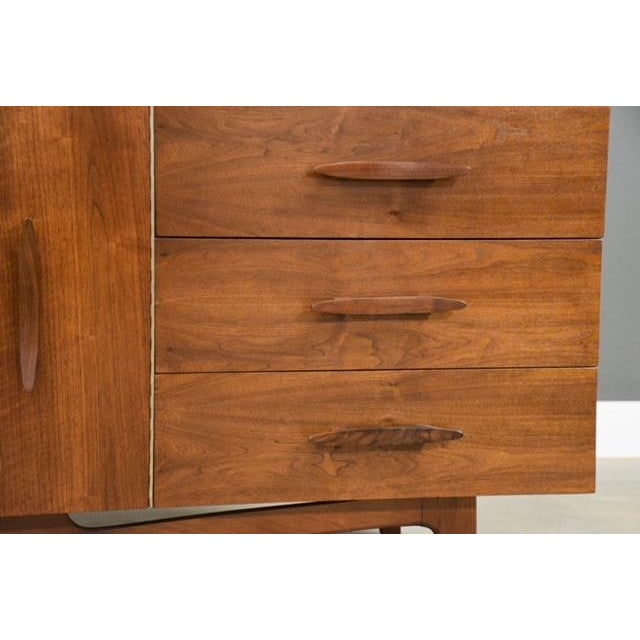 1960s Refinished Walnut 65” Credenza by Young Manufacturing For Sale - Image 9 of 10