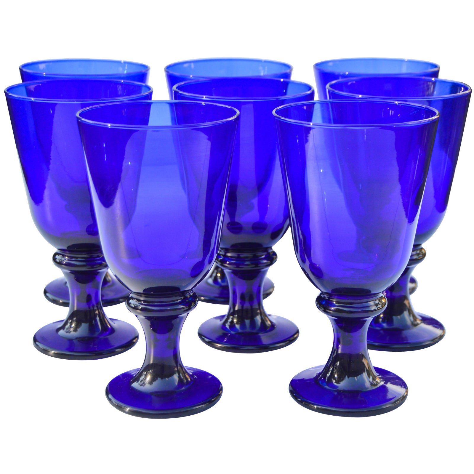 Midcentury Cobalt Blue Crystal Glasses S/8 Chairish