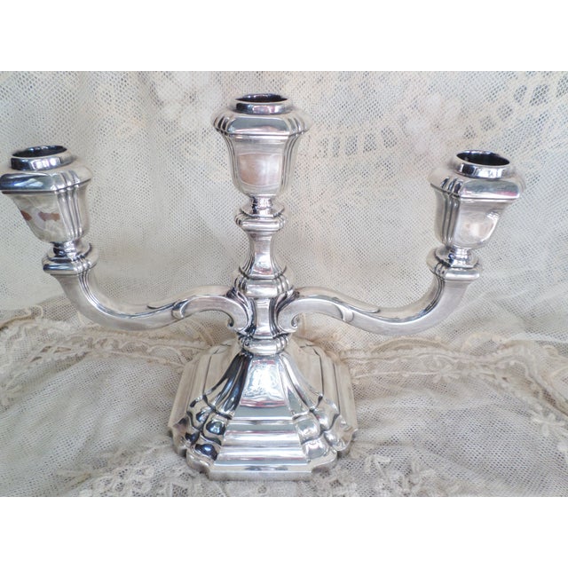 Art Deco Antique Jakob Grimminger Sterling Silver Art Deco Three-Tiered Candelabras - A Pair For Sale - Image 3 of 11