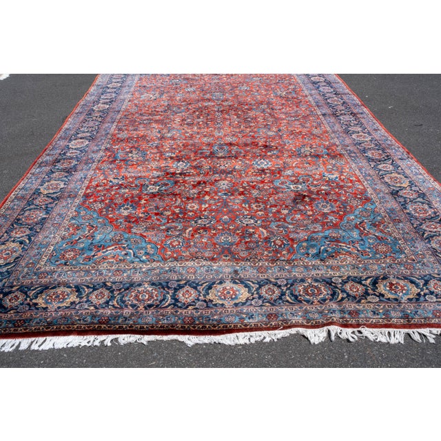 Antique Approx. 10 X 20 Large Wool Oriental Rug For Sale - Image 16 of 18