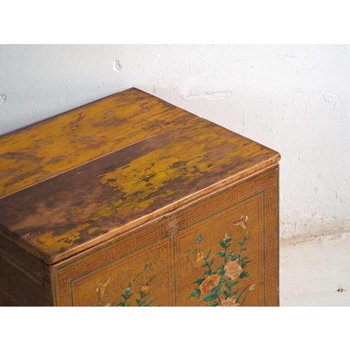 Antique Chinese Trunk Qing Dynasty Painted Pine Trunk For Sale - Image 3 of 10