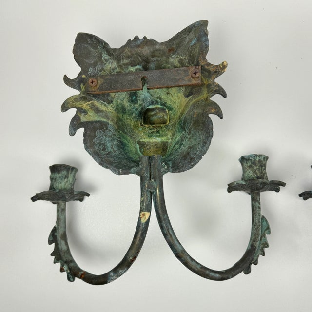 Pair of Early 20th Century Growling Boar Heads Cast Metal Sconces For Sale - Image 11 of 12