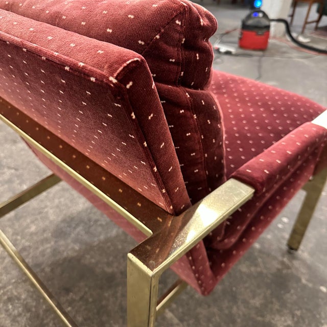 Milo Baughman for Thayer Coggin 951 Flat Bar Lounge Chair Brass For Sale In Cleveland - Image 6 of 12