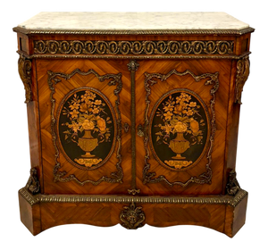 Antique French Louis XVI Style Marble-Top Side Cabinet, 1860