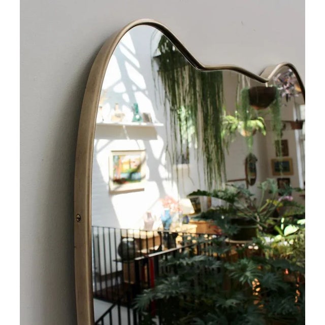 Mid-Century Italian Wall Mirror with Brass Frame, 1950s For Sale - Image 4 of 13