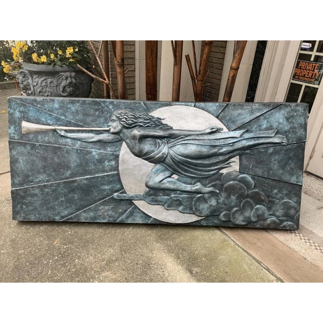 1970s 1970s Art Deco Revival Heralding Goddess Wall Sculpture For Sale - Image 5 of 6