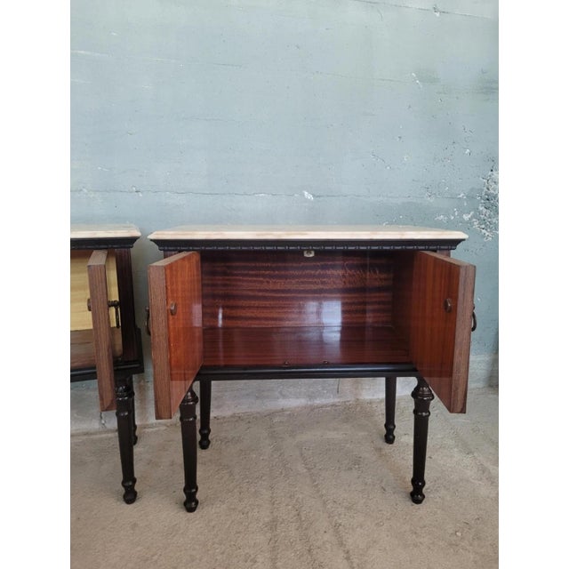 Midcentury Modern Bedside Tables with Marble Top, Set of 2 For Sale - Image 13 of 16