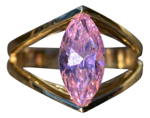 The Kilbourn: Ladies Yellow Gold Cocktail Ring set with Pink Cubic Zirconia