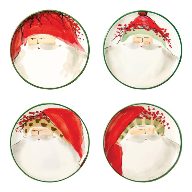 VIETRI Old St. Nick Assorted Canape Plates - Set of 4 For Sale