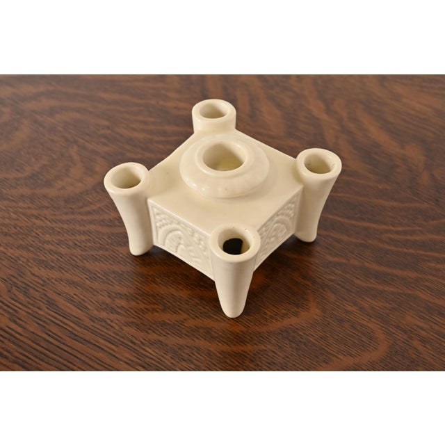 1930s Rookwood Pottery Arts & Crafts Glazed Ceramic Candlestick Holder, 1934 For Sale - Image 5 of 10