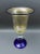 Mid-Century Modern Mid 20th Century Murano Attributed Large Hand Blown Cobalt Blue Gold Fleck Art Glass Pedestal Vase For Sale - Image 3 of 5