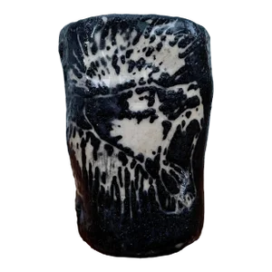 Late 20th Century Crude Student Lava Glaze Lion Vase