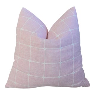 Pink & White Woven Designer Coastal Feather/Down Pillow For Sale