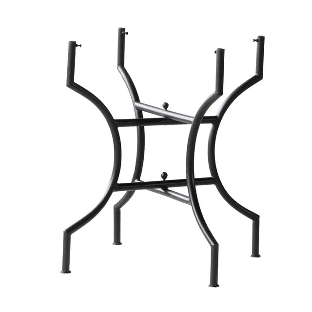 Moroccan Matthew Izzo Home 40" Round Yellow and White Striped Moroccan Zellige Tile Bistro Table With Iron Base For Sale - Image 3 of 4