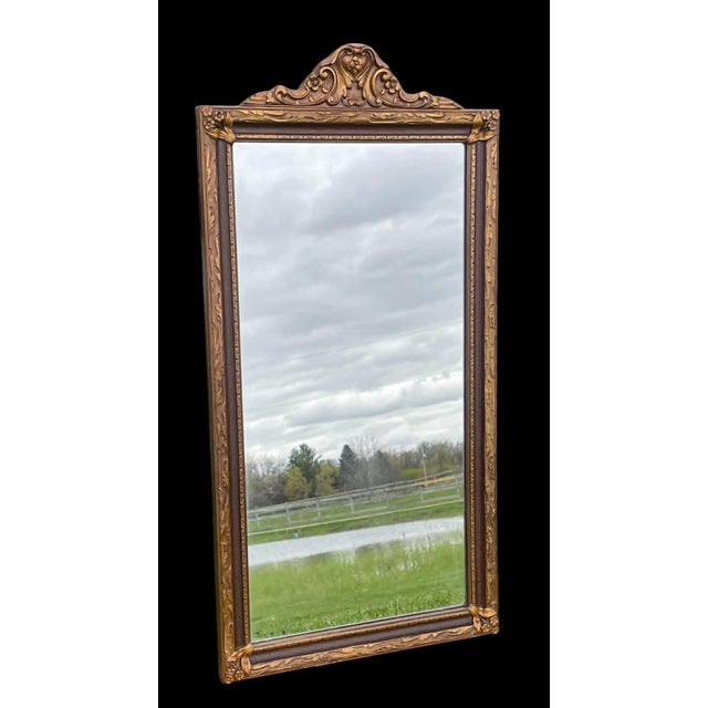 Antique Hand Carved Gold Gilt Framed Mirror W/Floral Motifs For Sale - Image 12 of 16