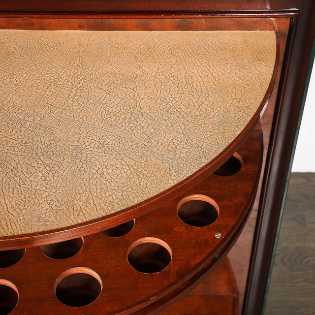 Art Deco Directoire Style Walnut, Mirrored & Reverse Etched Detail Bar Cabinet For Sale - Image 13 of 18