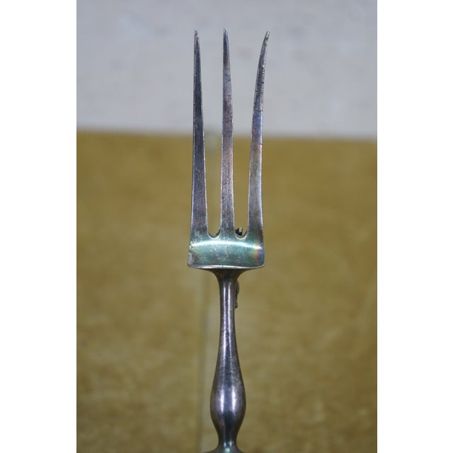 Antique French Silver Meat Carving Fork & Manche a Gigot Lamb Bone Clamp For Sale - Image 4 of 16