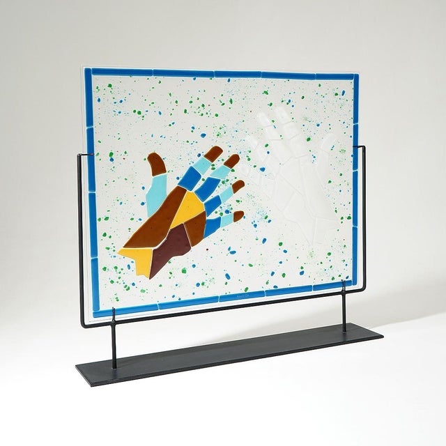 Created by Mario Rossello for Studio Casarini in Savona in the 1990s, this refined fused glass artwork was specially...