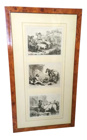Francesco Londonio, Landscapes Triptych, 1763, Engravings, Framed, Set of 2