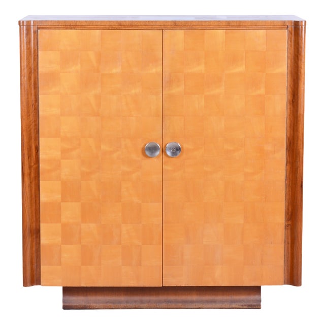 Art Deco Wardrobe in Walnut & Maple attributed to Jindřich Halabala for Up Závody, 1930s For Sale