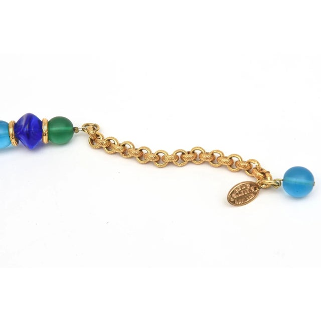 Metal Signed Philippe Ferrandis Glass, Resin and Gold Plated Beaded Necklace French 90's For Sale - Image 7 of 11