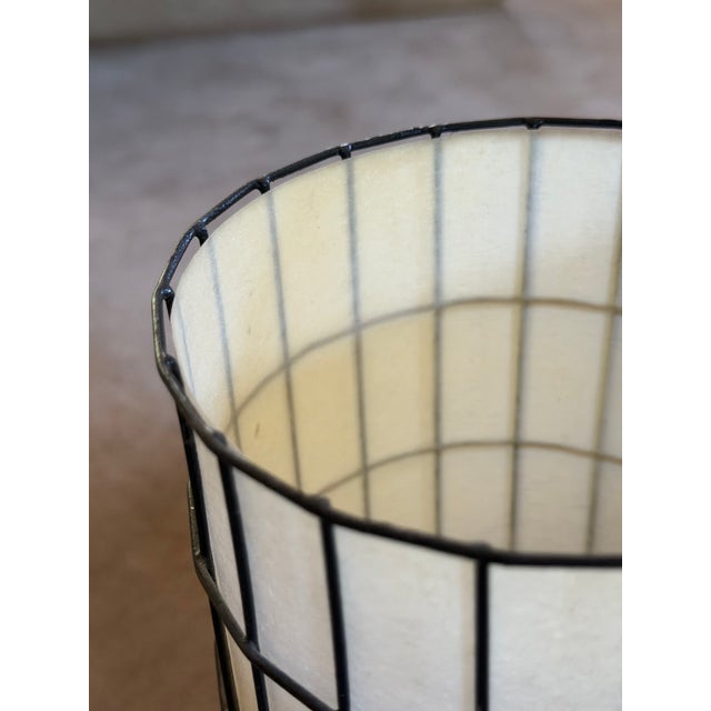 Paper Mid Century Modern Wire Cage Lamps - a Pair For Sale - Image 7 of 10