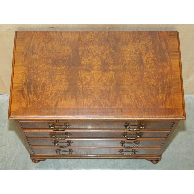 Vintage Burr Walnut Chest of Drawers with Butlers Serving Tray, 1940s For Sale - Image 9 of 18
