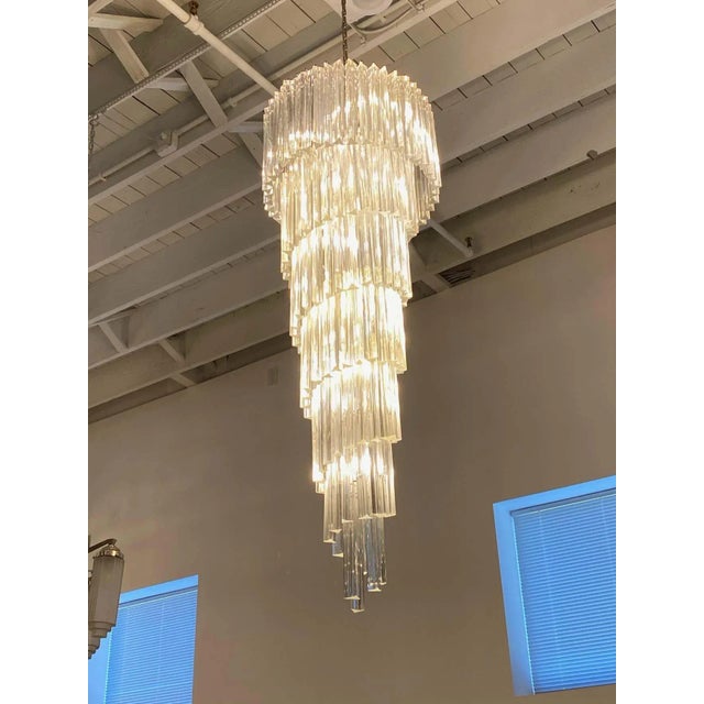 Mid-Century Modern Italian Mid-Century Spiral Glass Chandelier For Sale - Image 3 of 10