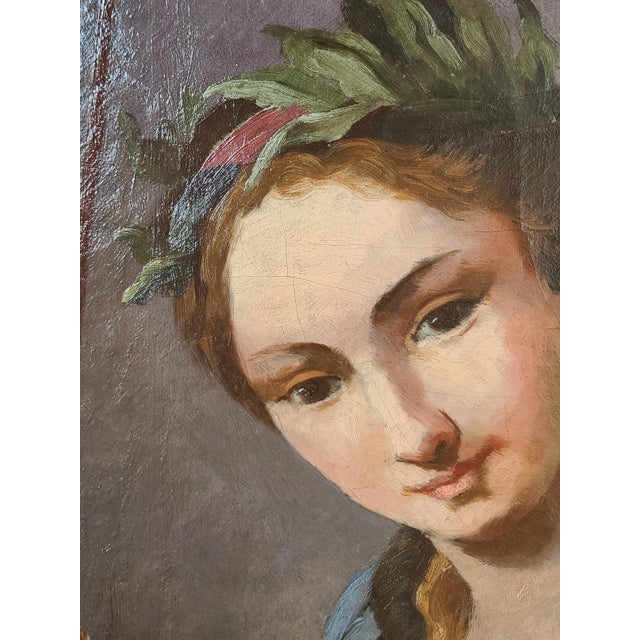 Antique Mythological Oil Painting Portrait of a Goddess For Sale - Image 4 of 14