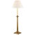 Chapman & Myers by Visual Comfort Signature Swedish Column Buffet Lamp in Antique-Burnished Brass with Linen Shade For Sale