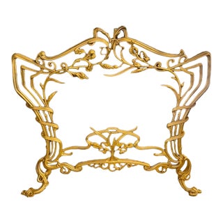 Period French Art Noveau Bronze Fire Screen For Sale