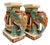 Vintage Chinoiserie Celadon & Ochre Ceramic Elephant Glazed Plant Stands / Bookends For Sale