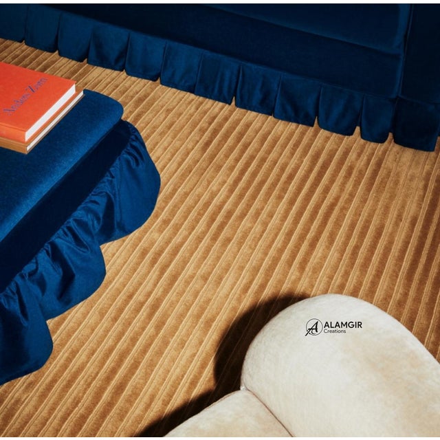 Golden Dune Ridge Hand-Tufted New Zealand Wool Rug For Sale - Image 6 of 8