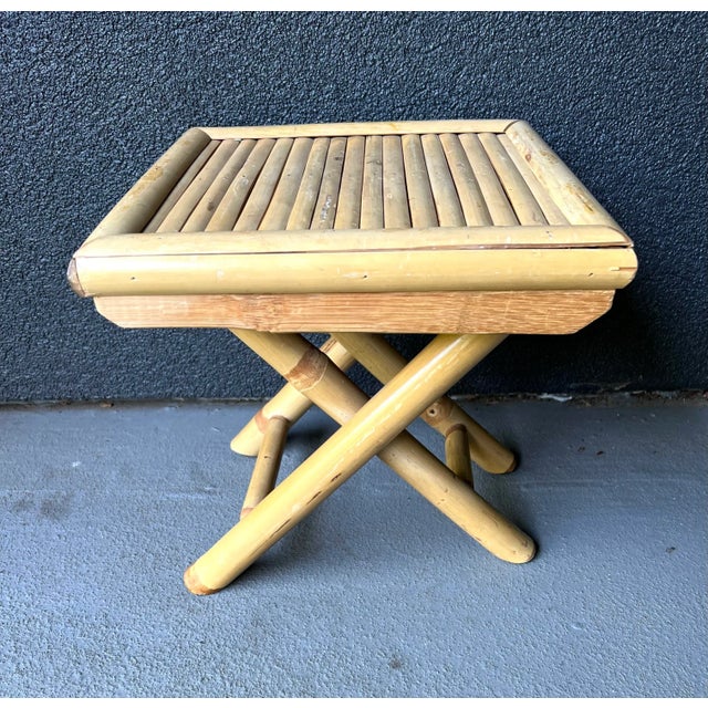 Bamboo Rattan Folding Plant Stand Table Riser For Sale In Miami - Image 6 of 11